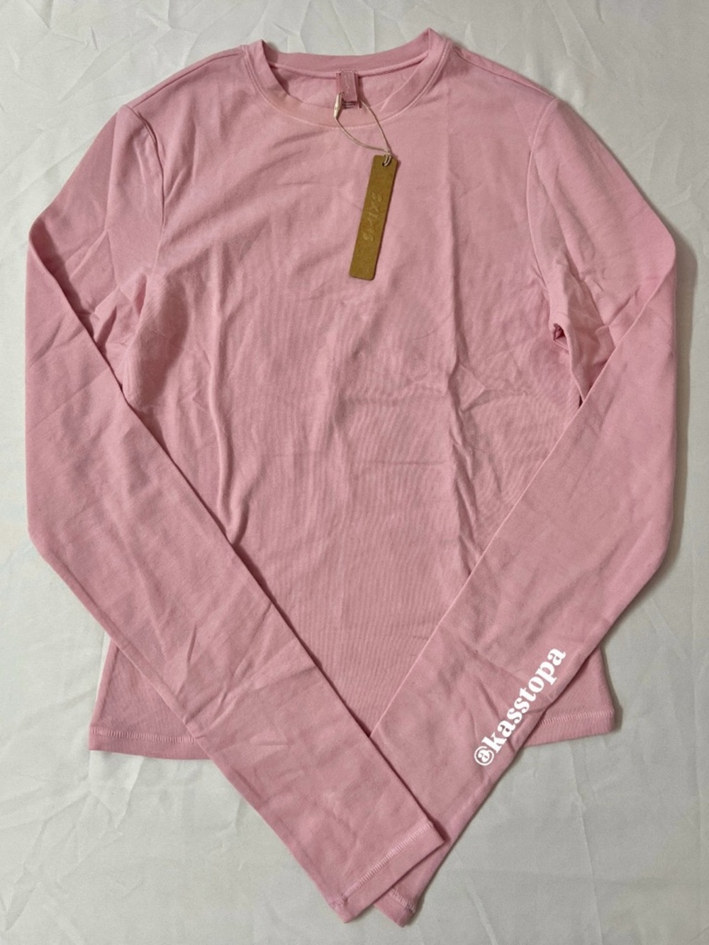 SKIMS Cotton Jersey Crew Neck Long Sleeve Top T-shirt Pink Halite
